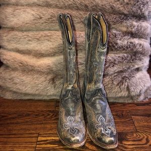 Girls Corral Leather Cowboy Boots